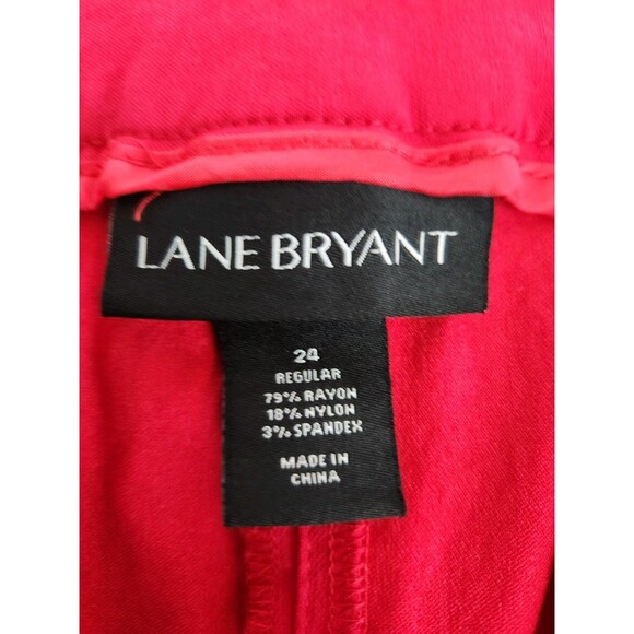 Lane Bryant Ladies 24 Regular Red Pants Stretch Festive Pockets Flat Front - Picture 6 of 9